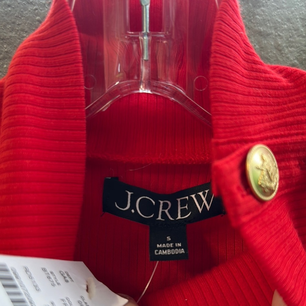 J. Crew Red and Gold Turtleneck Sweater with Elegant Cowl DesignNWT - Picture 3 of 5